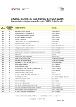 Entidades registadas na DGAV para ind&uacute;stria e com&eacute;rcio de