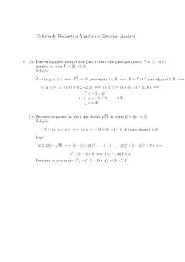 Tutoria de Geometria Anal´ıtica e Sistemas Lineares