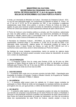 Edital Bolsa Cultura Ponto a Ponto