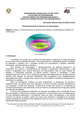 Dimensionamento de Pessoal em Enfermagem