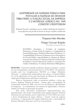 Legitimidade da Fazenda P&uacute;blica para Postular a Fal&ecirc;ncia do