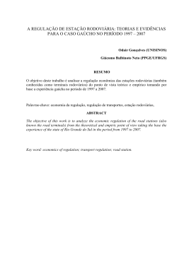 A REGULA&Ccedil;&Atilde;O DE ESTA&Ccedil;&Atilde;O RODOVI&Aacute;RIA: TEORIAS E