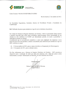 CARTA CIRCULAR SUSEP/CGPRO - 6 de 11 de outubro de 2012