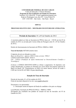 1 Per&iacute;odo de Inscri&ccedil;&otilde;es: 01 a 05 de Outubro de 2012 Isen&ccedil;&atilde;o de