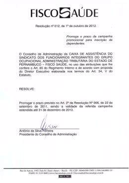 Resoluçáo nO 012, de 1° de outubro de 2012