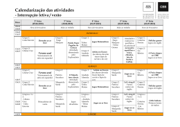 Calendariza&ccedil;&atilde;o das atividades