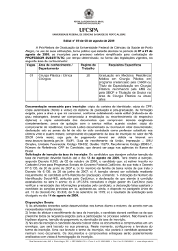 Edital nº 09 de 05 de agosto de 2009 A Pró-Reitora de