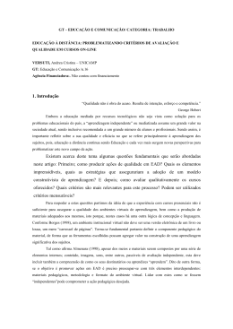 problematizando crit&eacute;rios de avalia&ccedil;&atilde;o e qualidade em cursos on-line