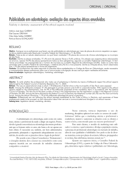 Publicidade em odontologia: avalia&ccedil;&atilde;o dos aspectos &eacute;ticos