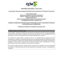ORIENTAÇÕES PROVA PRÁTICA – Edital 11/2015