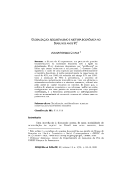 GLOBALIZA&Ccedil;&Atilde;O, NEOLIBERALISMO E ABERTURA - sinpro-df