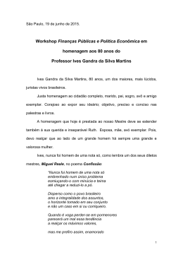 Workshop Finanças Públicas e Política Econômica em homenagem