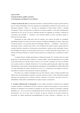 Economia brasileira e pol&iacute;tica econ&ocirc;mica