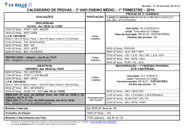 CALENDÁRIO DE PROVAS 2007