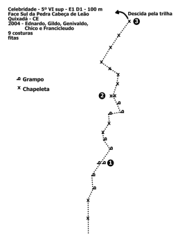Celebridade `- 5&deg; VI sup - E1 Dl - 100 m Face Sul da Pedra Cabe&ccedil;a