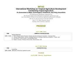 International Workshop on Tropical Agriculture Development