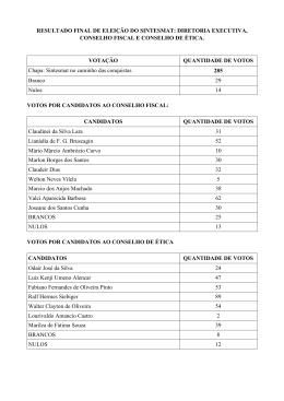 resultado final de elei&ccedil;&atilde;o do sintesmat: diretoria executiva