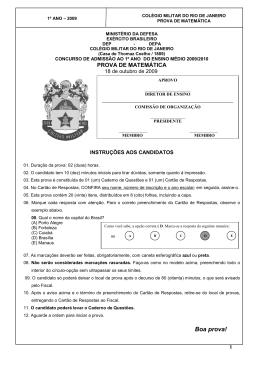 PROVA MAT 1&ordm; ANO EM 2009