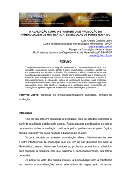a avalia&ccedil;&atilde;o como instrumento de promo&ccedil;&atilde;o da aprendizagem de