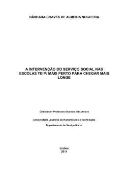 a intervenção do serviço social nas escolas teip: mais perto