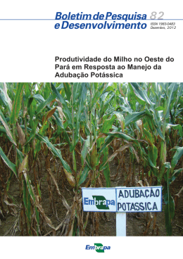 Produtividade do Milho no Oeste do Pará em Resposta ao