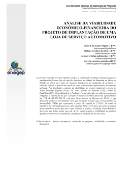 an&aacute;lise da viabilidade econ&ocirc;mico-financeira do projeto de
