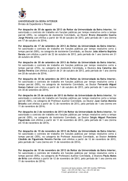 Por despacho de 23 de Abril de 2009 do Reitor da Universidade da