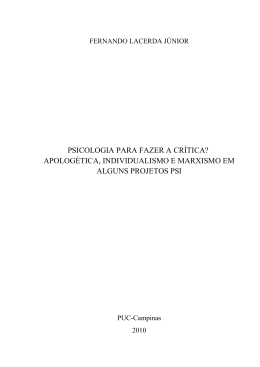 psicologia para fazer a cr&iacute;tica? - Biblioteca Digital da PUC