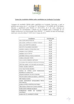 Avaliação Curricular
