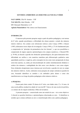 1 SENTIDOS ATRIBU&Iacute;DOS AO ZERO POR ALUNOS DA 6&ordf; S&Eacute;RIE