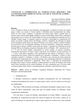 utiliza&ccedil;&atilde;o e compreens&atilde;o da nomenclatura biol&oacute;gica por alunos do