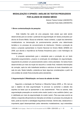 an&aacute;lise de textos produzidos por alunos de ensino m&eacute;dio