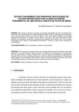estudo taxion&ocirc;mico das principais dificuldades de