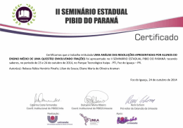 Certificamos que o trabalho intitulado UMA AN&Aacute;LISE DAS