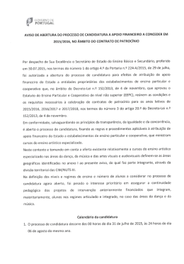 AvIso DE ABERTURA Do PRocEsso DE cANDIDATuRA A