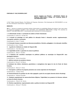 PORTARIA N° 038/VICEPEPG/2007 Aprova projetos
