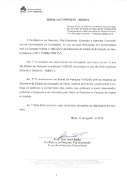 Edital PRPPGEAC 009-2014 Deferidos para Prorrogação do Prazo