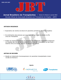 Jornal Brasileiro de Transplantes - Volume 15, Número 3, jul/set 2012