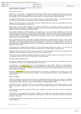 Previs&atilde;o do ONS para represas do Sul melhora