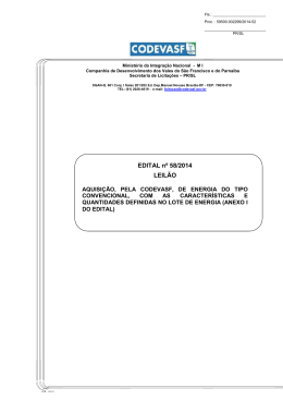 Edital n&ordm; 58-14 - LEIL&Atilde;O - ENERGIA PISF - Licita&ccedil;&otilde;es
