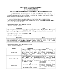 Edital de hor&aacute;rio e locais de realiza&ccedil;&atilde;o da prova pr&aacute;tico