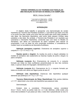 VERS&Atilde;O HIPERB&Oacute;LICA DO TEOREMA DAS PARALELAS