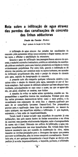 Nota sobre a infiltração de agua atravez