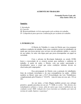 ACIDENTE DO TRABALHO Fernanda Pereira Costa, adv. Ailza