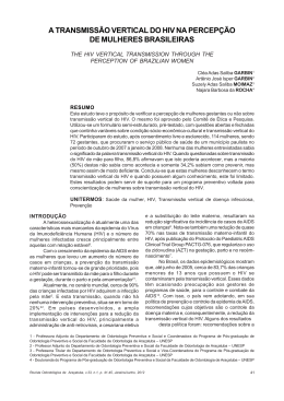 a transmiss&atilde;o vertical do hiv na percep&ccedil;&atilde;o de mulheres brasileiras