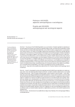 Pobreza e HIV/AIDS: aspectos antropológicos e sociológicos