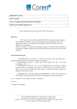 Assunto: Realização de teste rápido de HIV,Sífilis e outros agravos