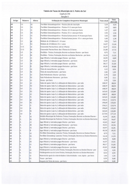 Tabela de Taxas do Munic&iacute;pio de S. Pedro do Sul Cap&iacute;tulo VIII