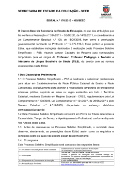 Edital Nº 170/2013 - Secretaria de Estado da Educação do Paraná