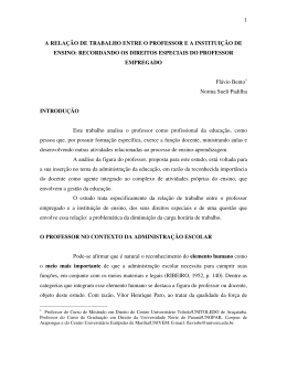 a rela&ccedil;&atilde;o de trabalho entre o professor e a institui&ccedil;&atilde;o de ensino